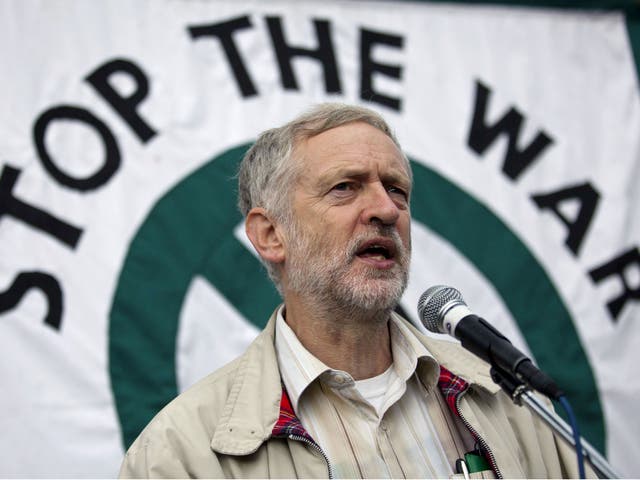 Jeremy Corbyn at a Stop The War protest in 2012
