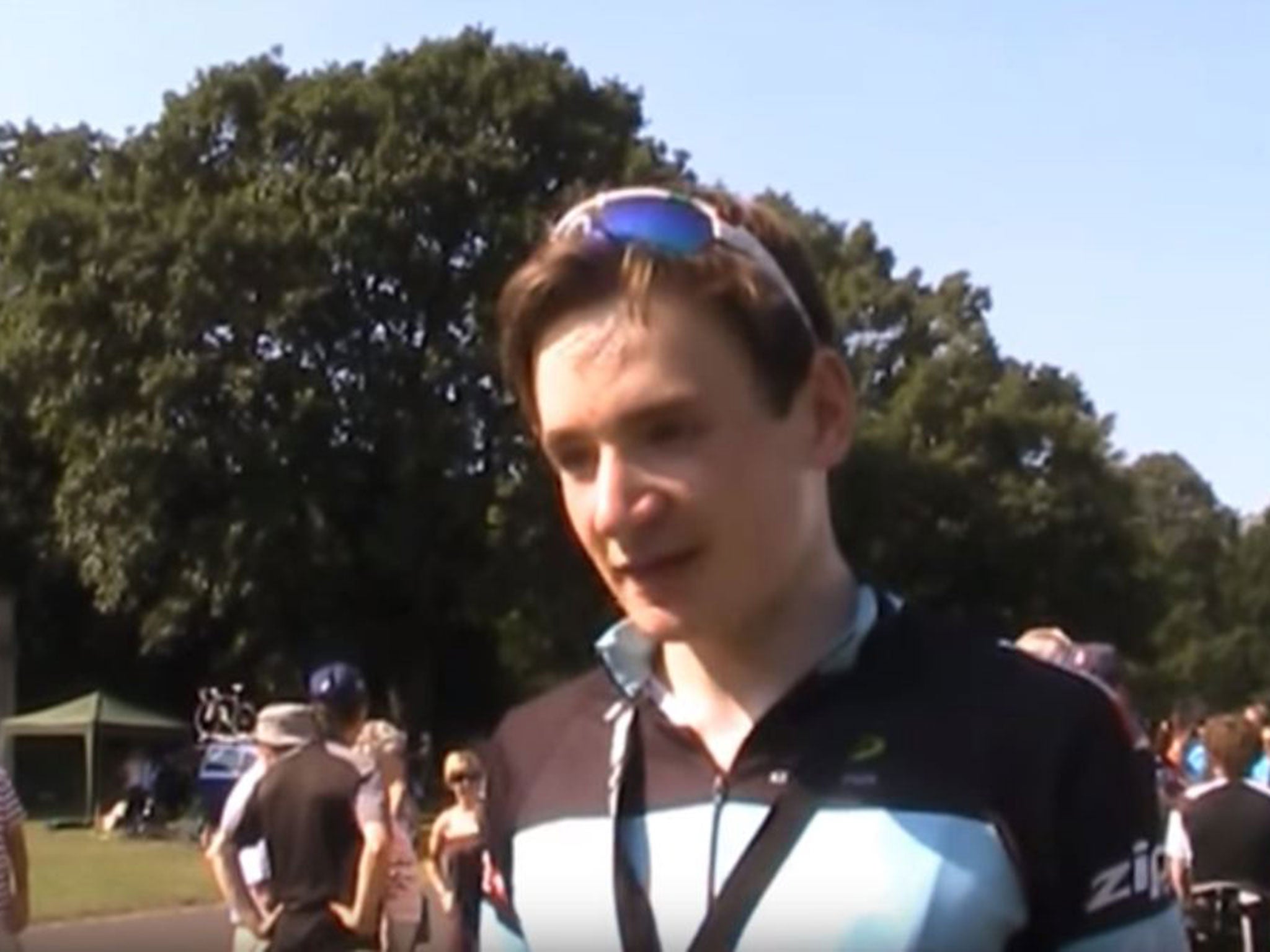 Gabriel Evans, being interviewed following his victory in the Individual Cycling event at the London Youth Games Finals in 2013