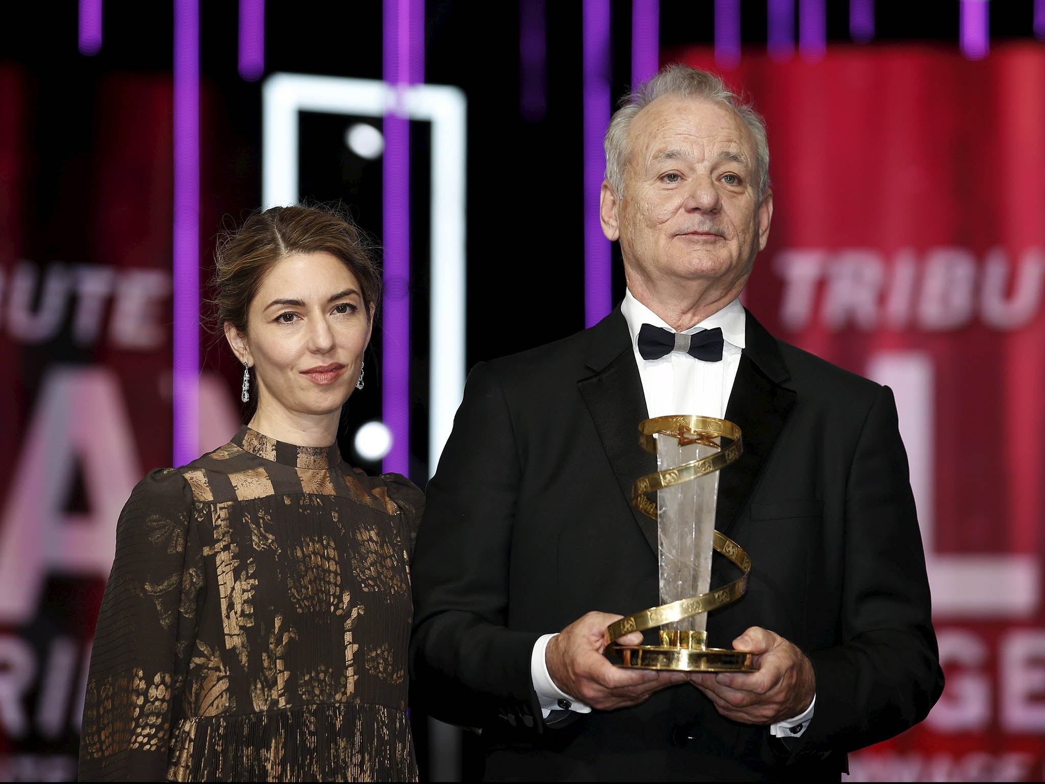 ill Murray receives an award from U.S. film director Sofia Coppola