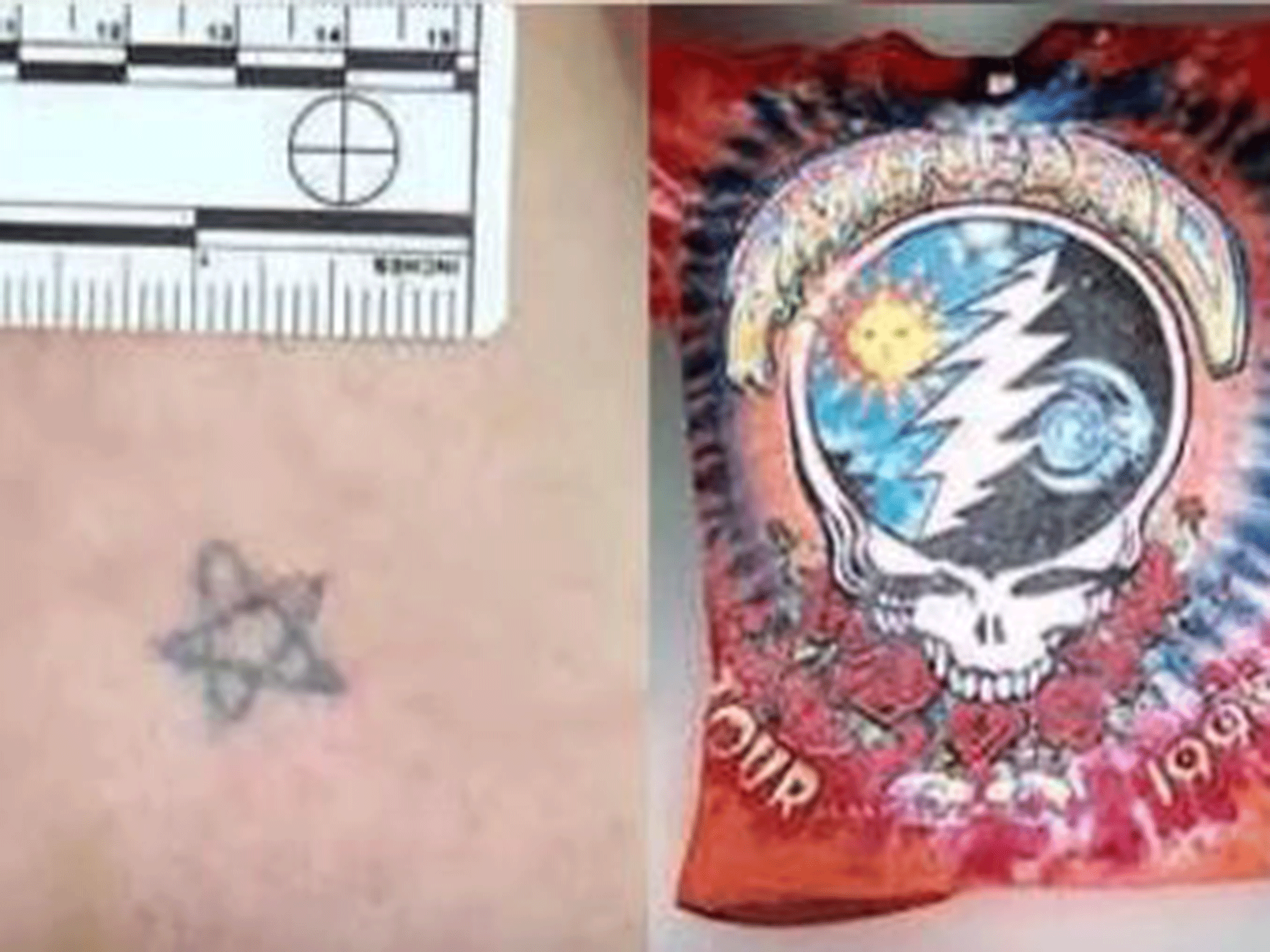 A star tattoo and a Grateful Dead T-shirt were two clues for identifying the young man