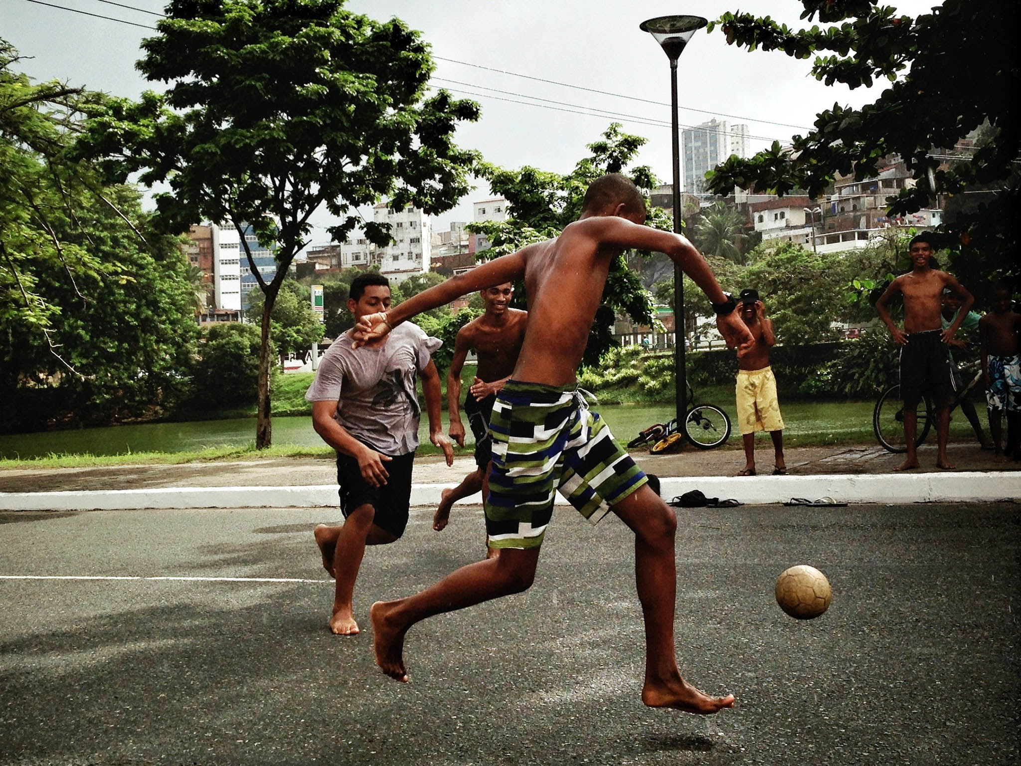 boys playing street football during the FIFA Confederations Cup Brazil 2013