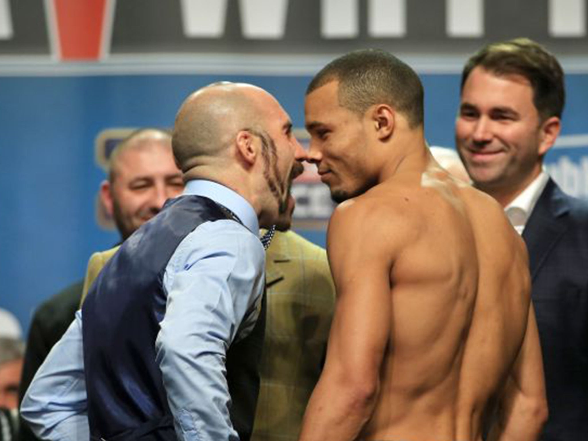 Gary 'Spike' O'Sullivan and Chris Eubank Jr clash at the weigh in