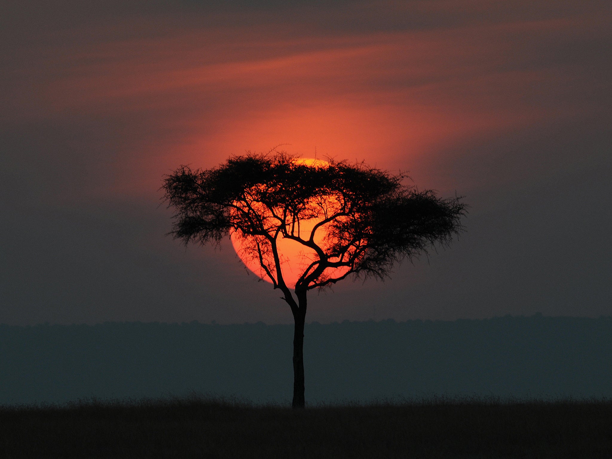 The sun sets over the Olare Orok conservancy within the Masai Mara eco system.