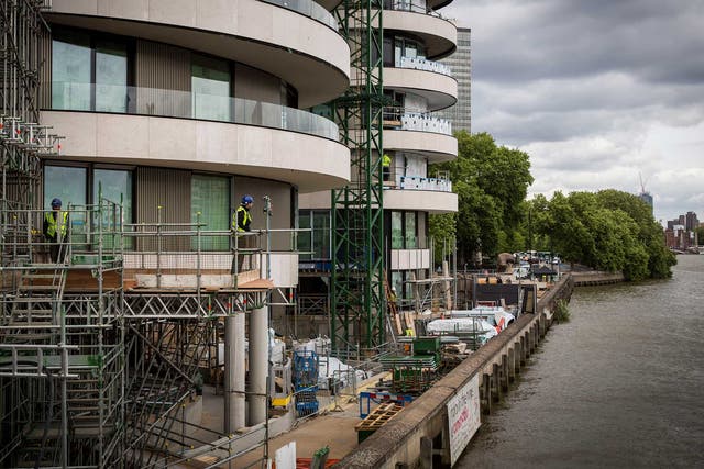 London’s Riverwalk, a 116-luxury apartment building, is under construction by Vauxhall Bridge