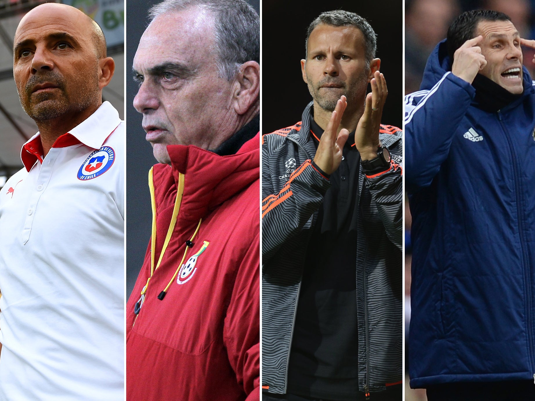 Jorge Sampaoli, Avram Grant, Ryan Giggs and Gus Poyet and among the favourites for the Swansea job