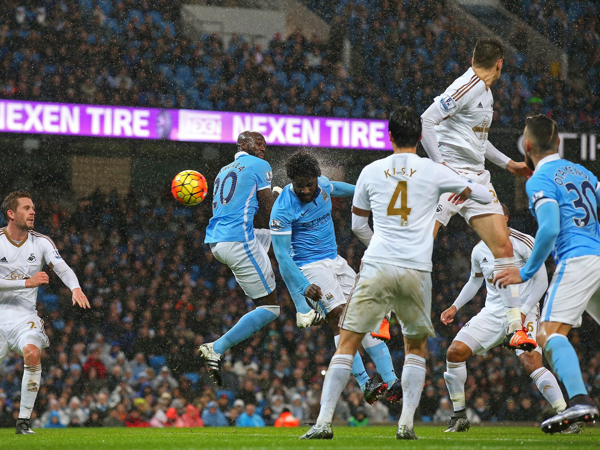 Wilfried Bony nods home for City's opener