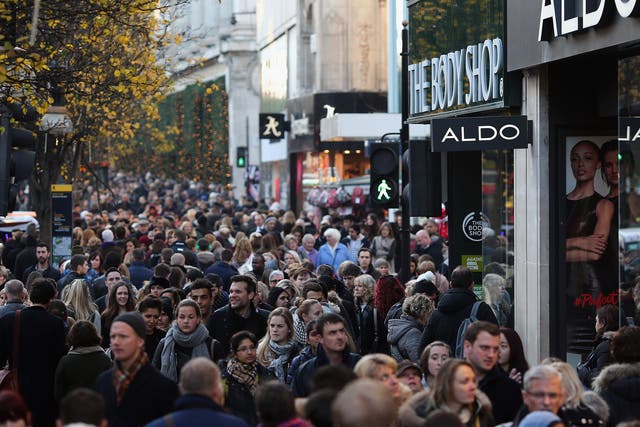 Consumers flood the shops on Oxford Street, London