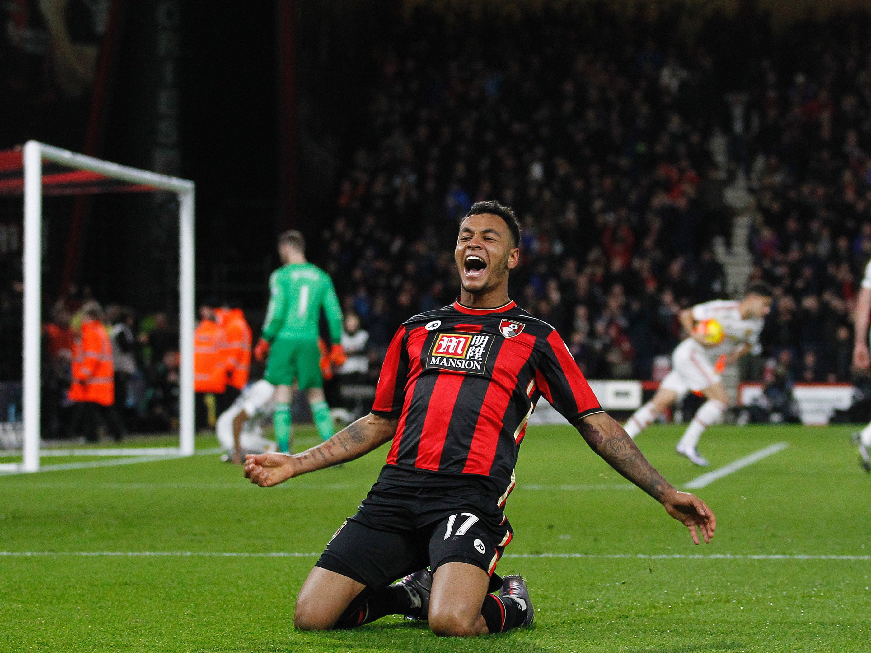 Joshua King celebrates what turned out to be the winner