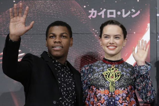 John Boyega, who plays Finn, and Daisy Ridley, who plays Rey