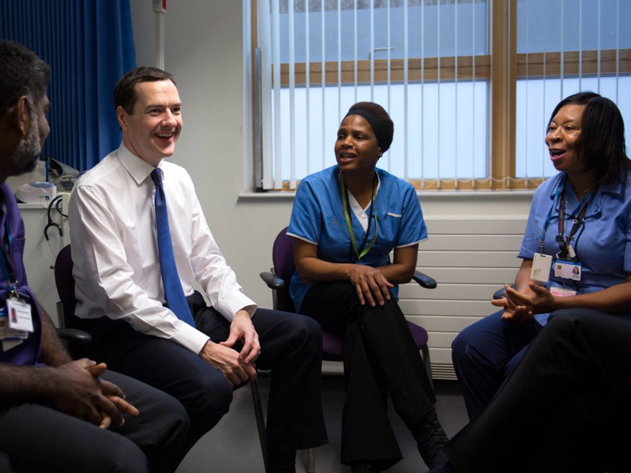 George Osborne with NHS workers