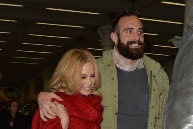 Kylie Minogue with her ‘beau’, Joshua Sasse, an actor she met  on the set of a US television series