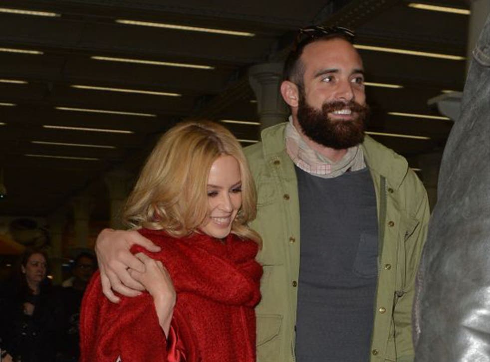 Kylie Minogue with her ‘beau’, Joshua Sasse, an actor she met  on the set of a US television series