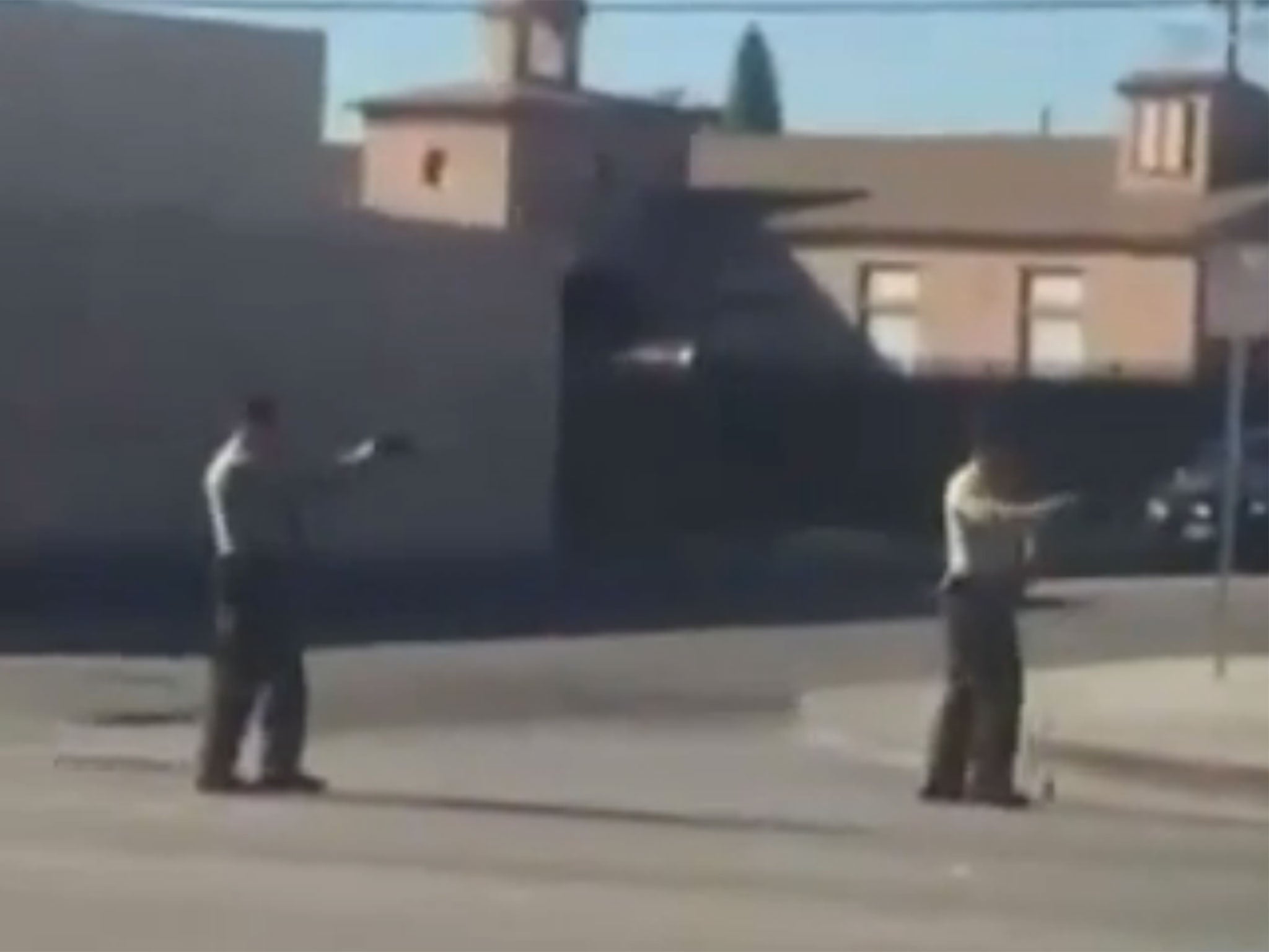 Still from a video purporting to show the shooting of a suspect by police in LA