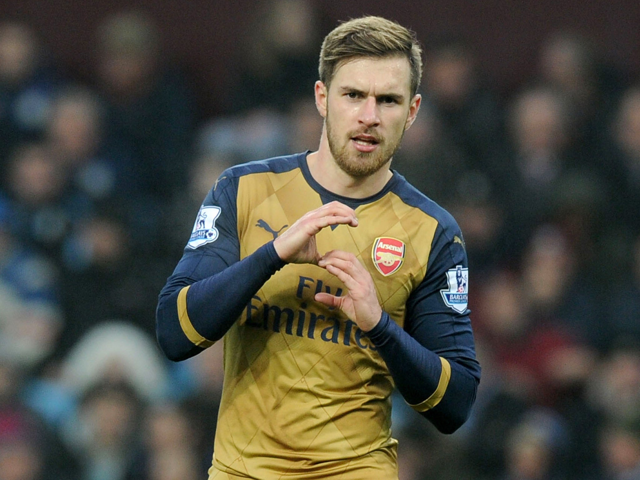 Aaron Ramsey with his new 'S' celebration