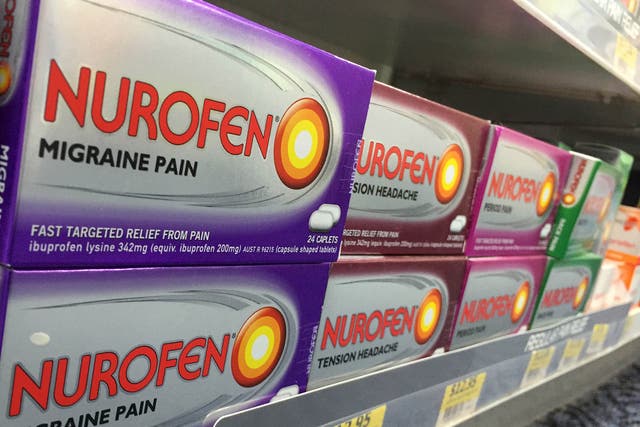 Nurofen pain relievers targeting specific types of pain are seen on a pharmacy shelf in Sydney