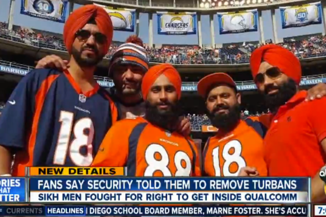 A group of Sikh men were denied entry into Qualcomm Stadium in San Diego, California.