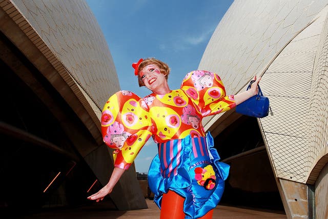 Artist Grayson Perry poses for a portrait at Sydney Opera House in Sydney, Australia