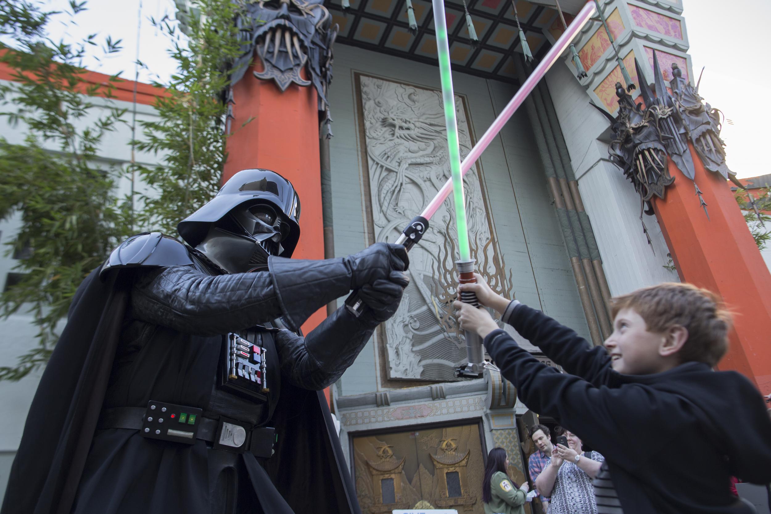 Star Wars fans outside the LC Chinese Theatre in Los Angeles.