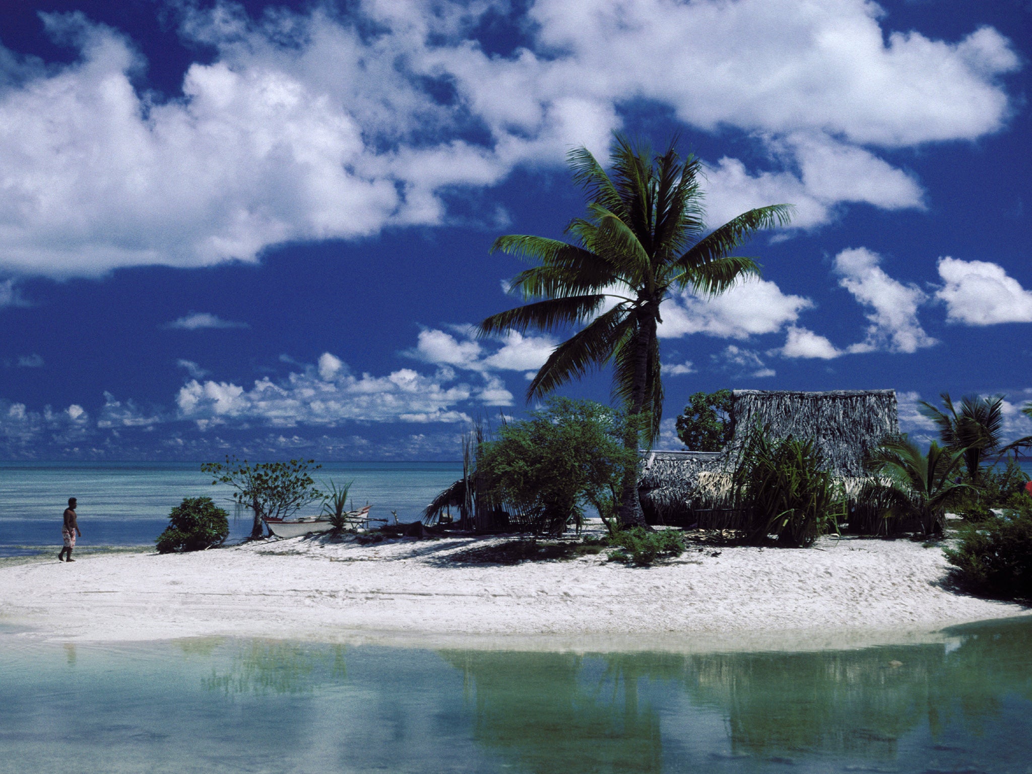 An islet on the Tarawa atoll of Kiribati. The Pacific nation lies an average 2m above sea level