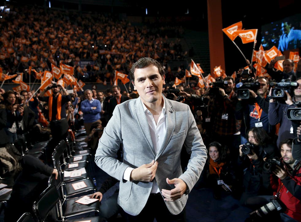 Ciudadanos leader Albert Rivera at a campaign rally in Madrid. Until recently, the party was barely known