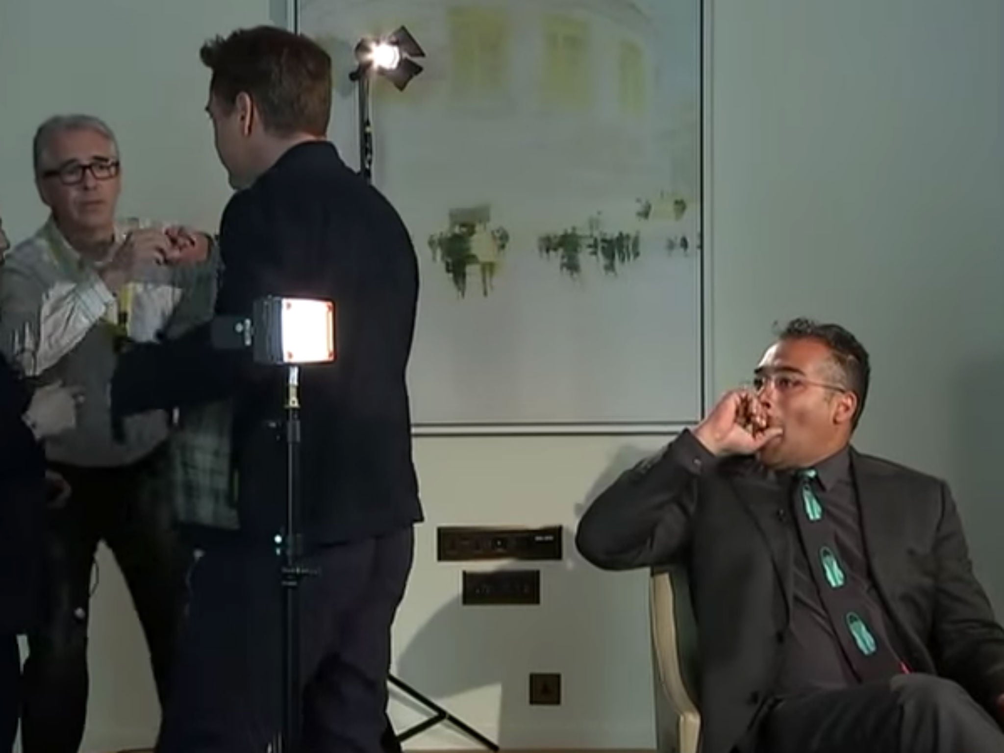 Robert Downey Jr storms out of an interview with Krishnan Guru-Murthy. His face says it all