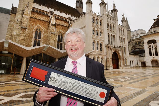 Falkland Islands veteran Simon Weston received the Freedom of the City of London during a ceremony at the Guildhall in London