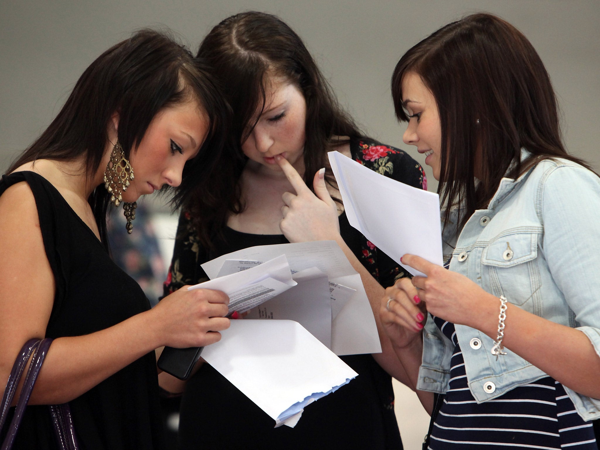 Sixth form students receiving their A-level results