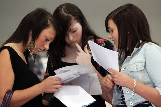 Sixth form students receiving their A-level results