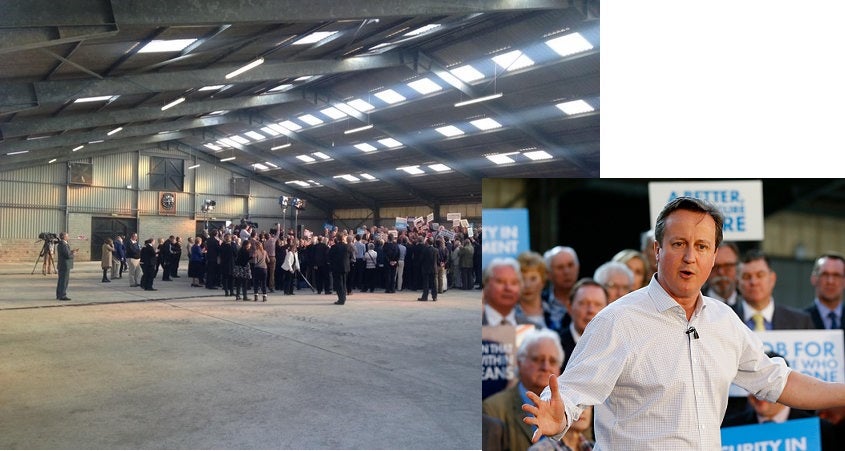 Conservative rally, Wadebridge, Cornwall, 7 April 2015, wide shot and (inset) close up (Niall Paterson/Sky and Getty)