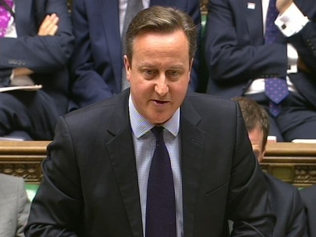 Prime Minister David Cameron speaks during Prime Minister's Questions in the House of Commons, London
