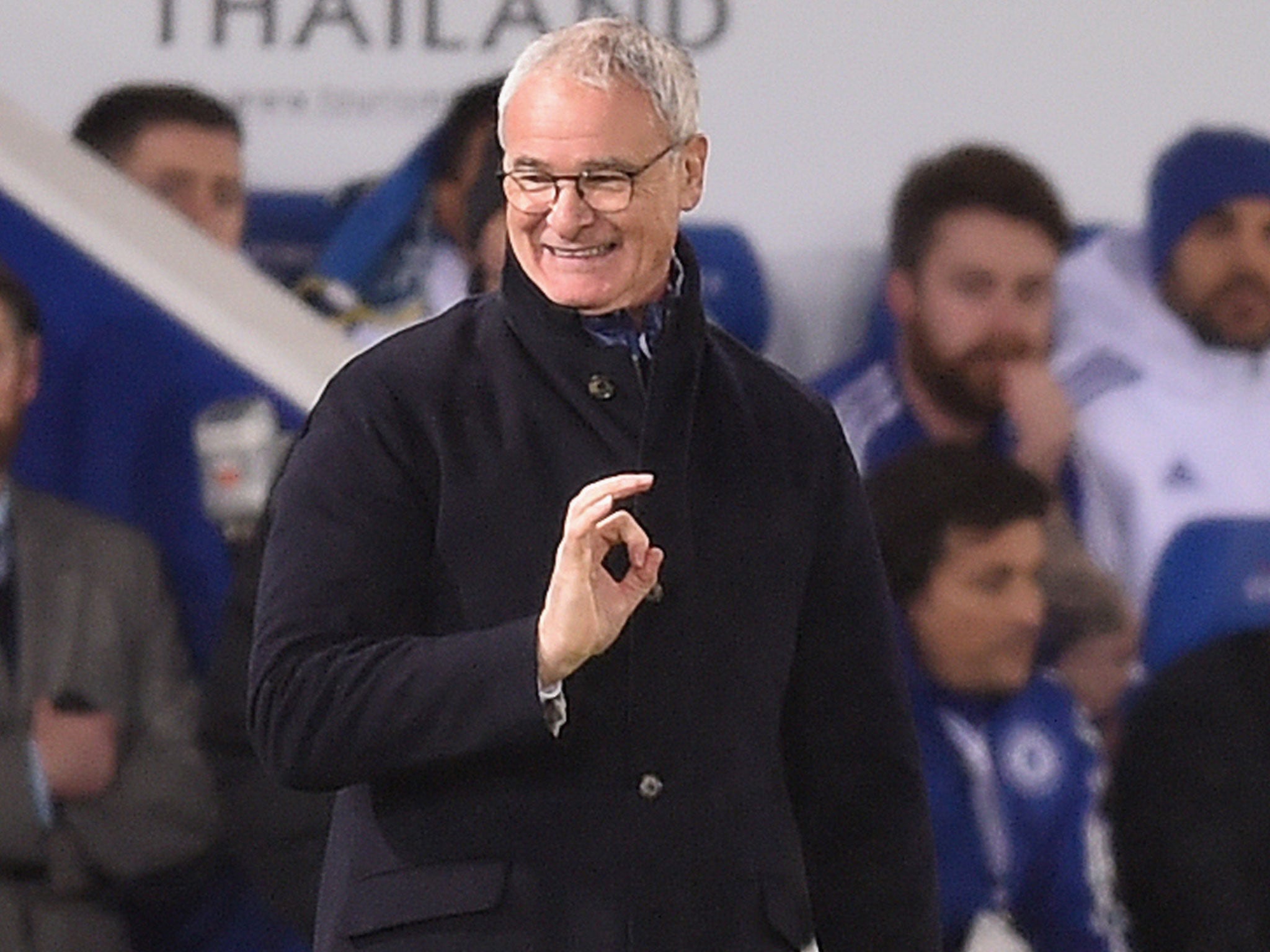 Leicester manager Claudio Ranieri gestures