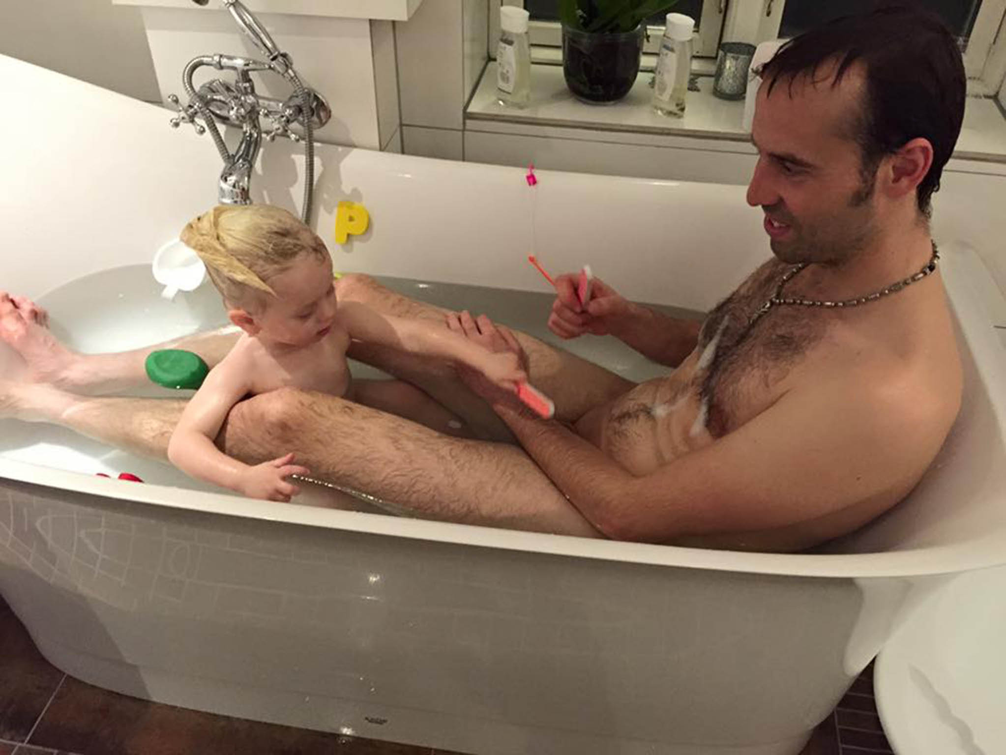Torben Chris Danish comedian posts photo of himself taking a bath with his two-year-old daughter in face of paedophilia claims The Independent The Independent picture
