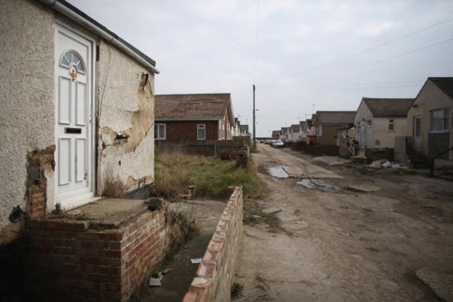 A general view of dilapidated properties in the seaside town of East Jaywick, the most deprived place in England