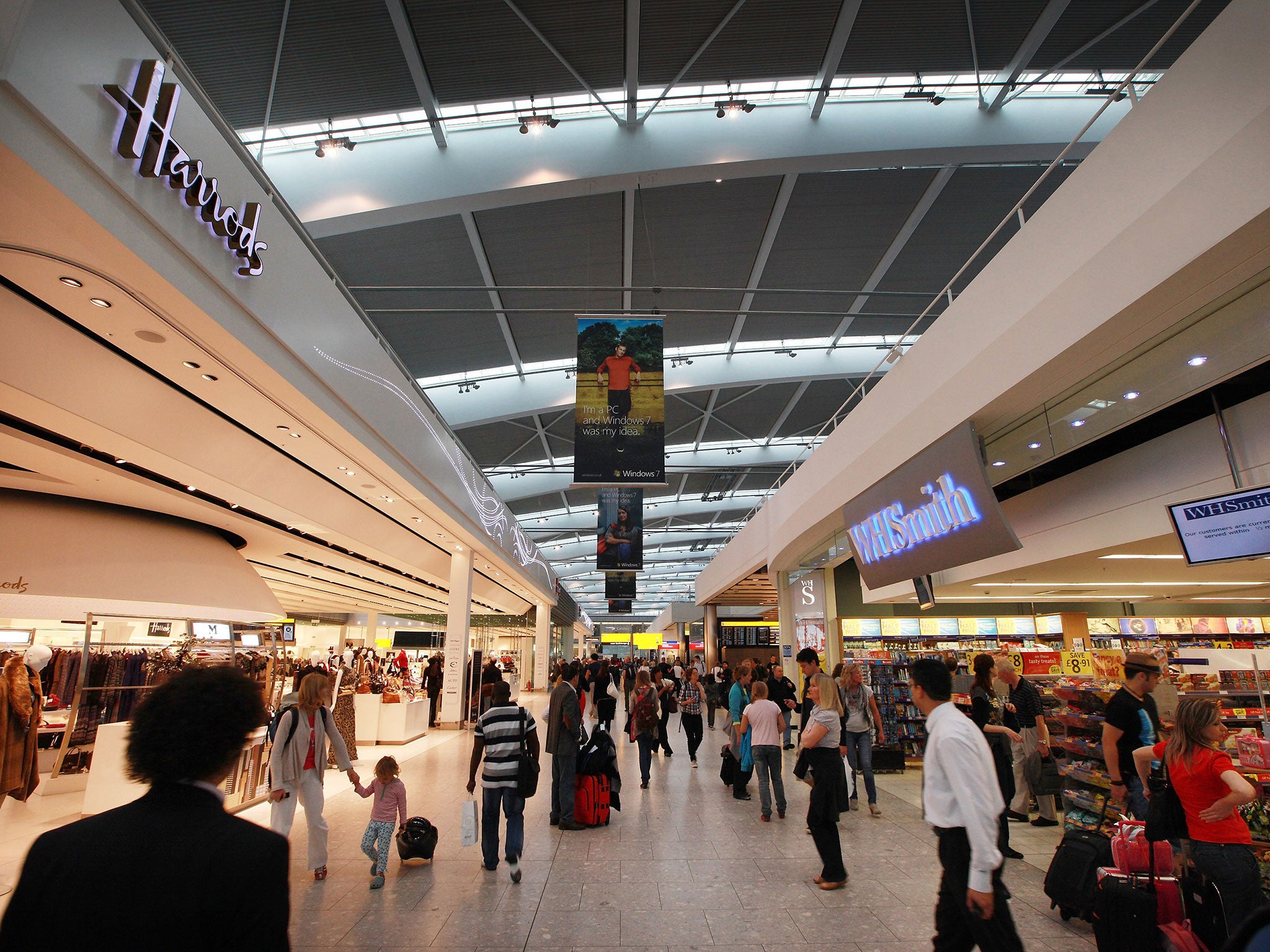 The man cut himself near the departure lounges of Heathrow Terminal 5 at 5.45pm on Wednesday