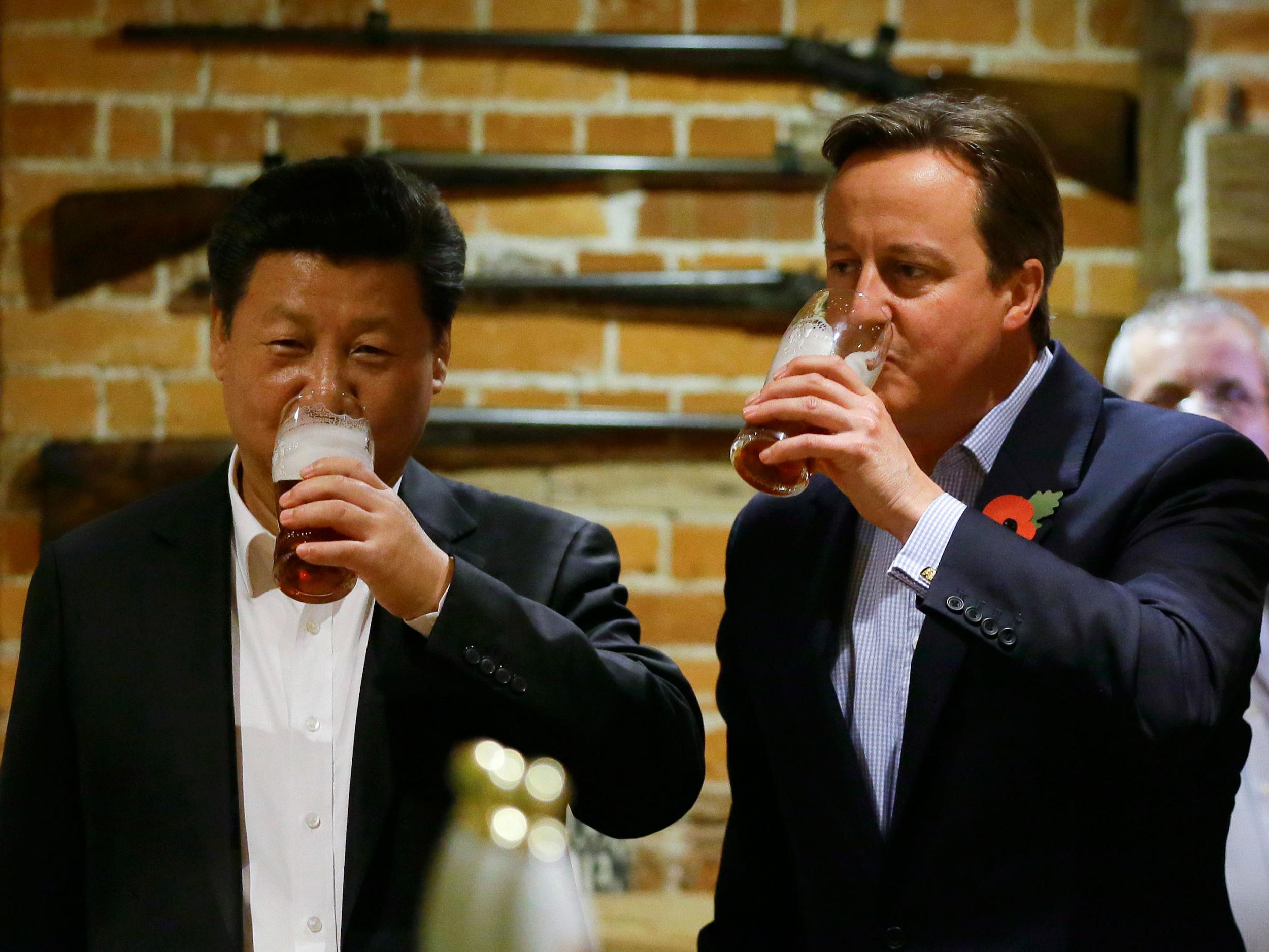 Golden years: in 2015, China’s Xi Jinping had a pint with David Cameron at a pub near Chequers
