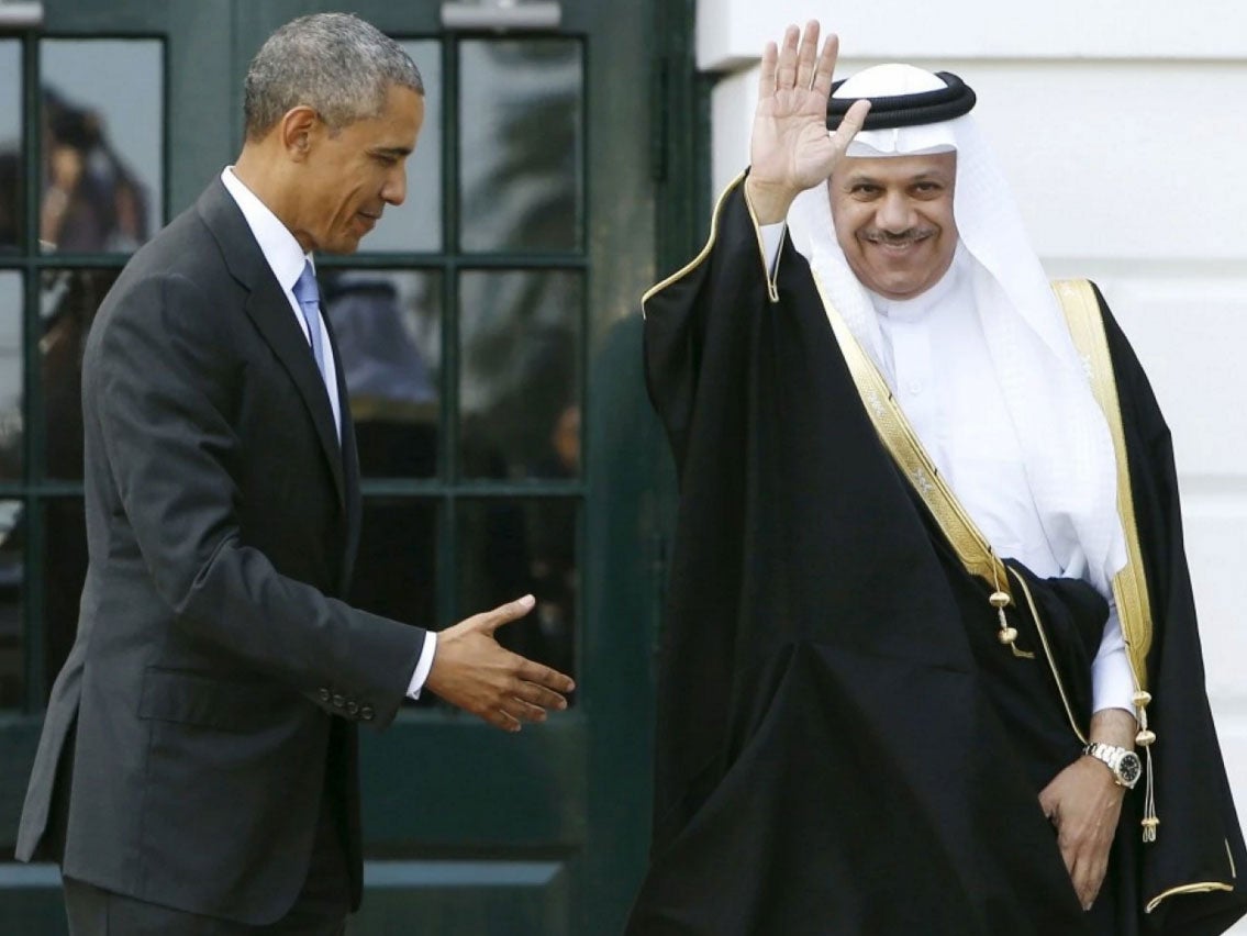 President Obama welcomes Secretary General of the Gulf Cooperation Council Abdul Latif bin Rashid Al Zayani, of Bahrain, at the White House