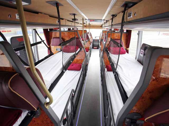 Bunk road: Megabus Gold resembles a mobile youth hostel