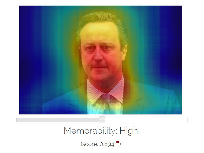 David Cameron's face put through MIT's LaMem app