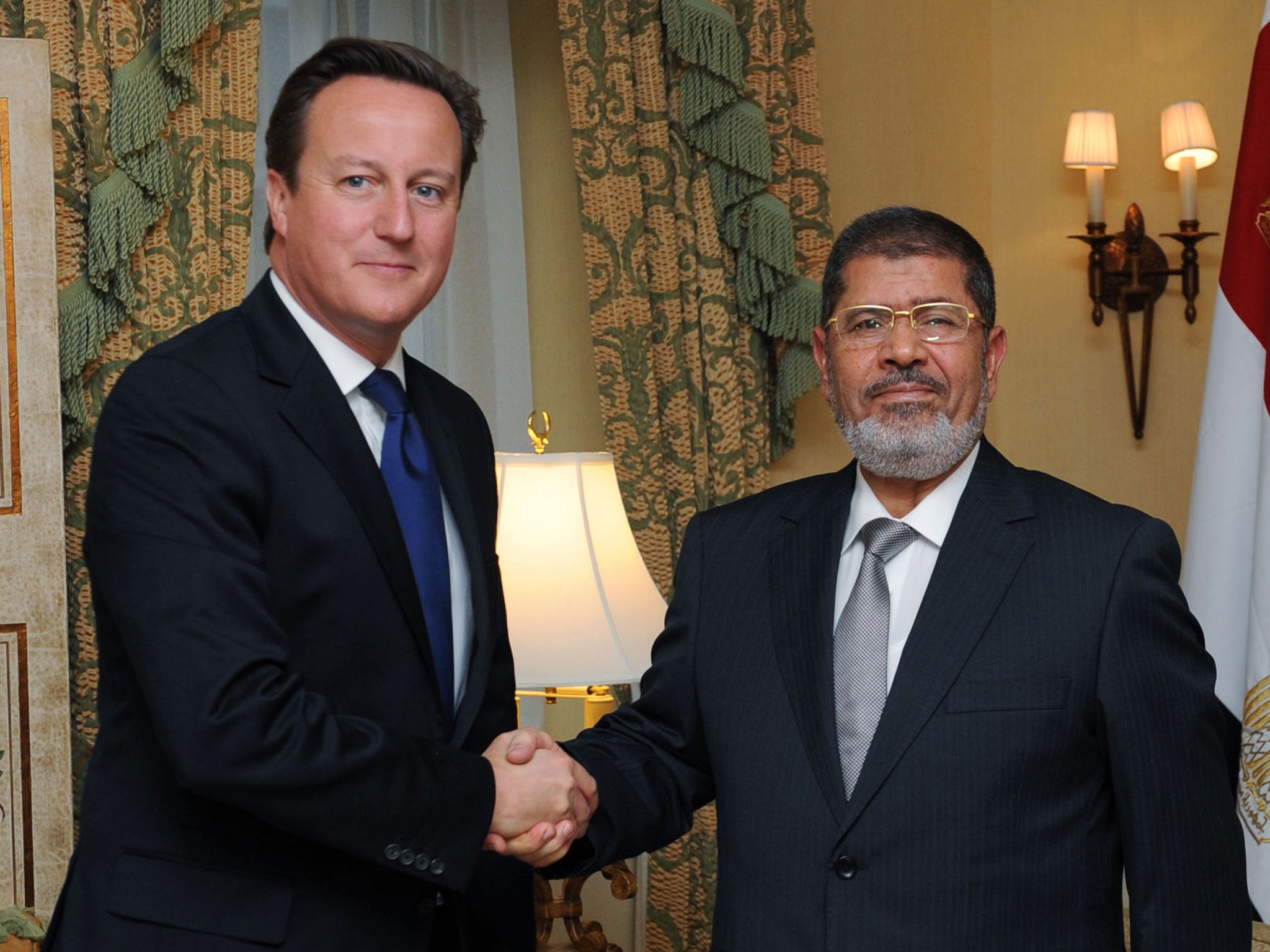 David Cameron with former Egyptian President Mohammed Morsi in 2012