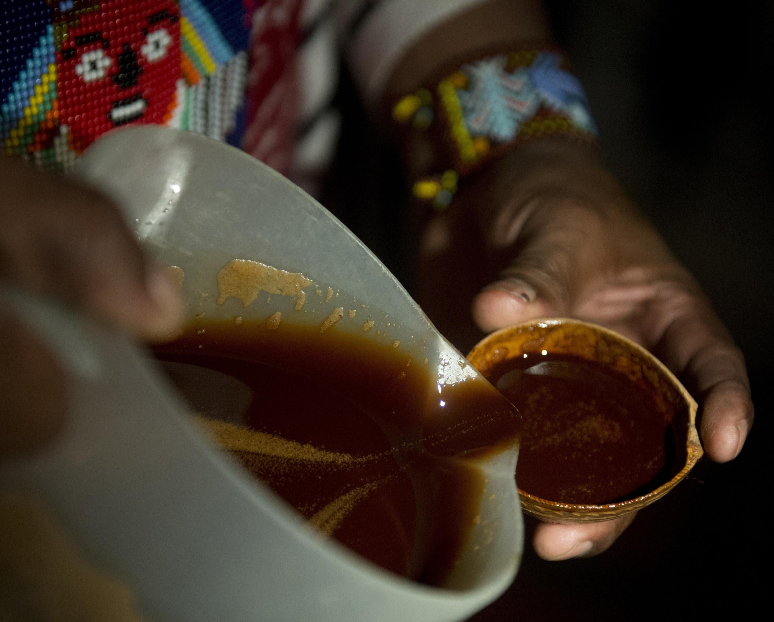 A drink made from the Ayahuasca plant found in the Amazon (file photo)