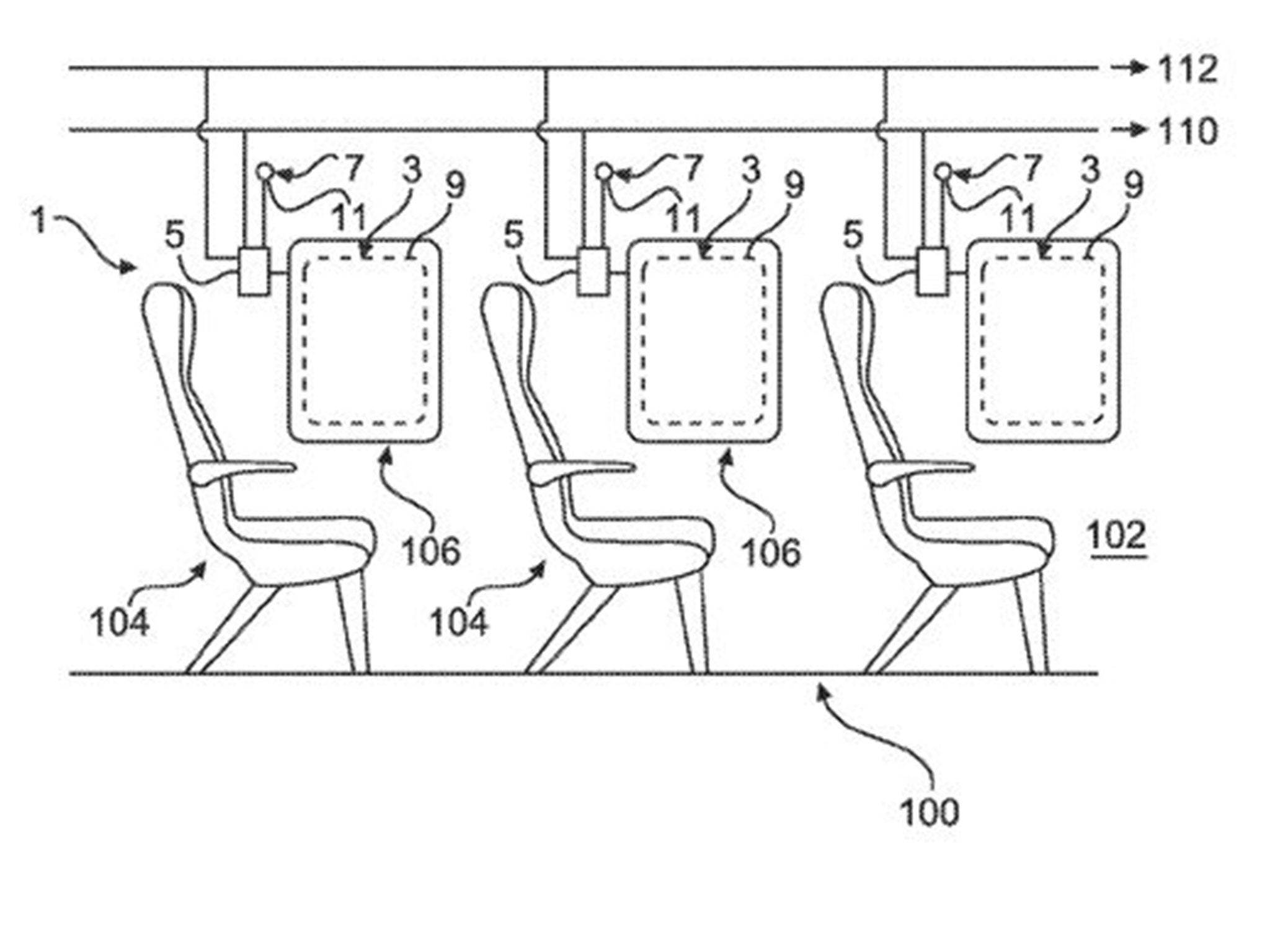 The windows on the Airbus patent are described as a "method for interactive visualization of information in an aircraft cabin".