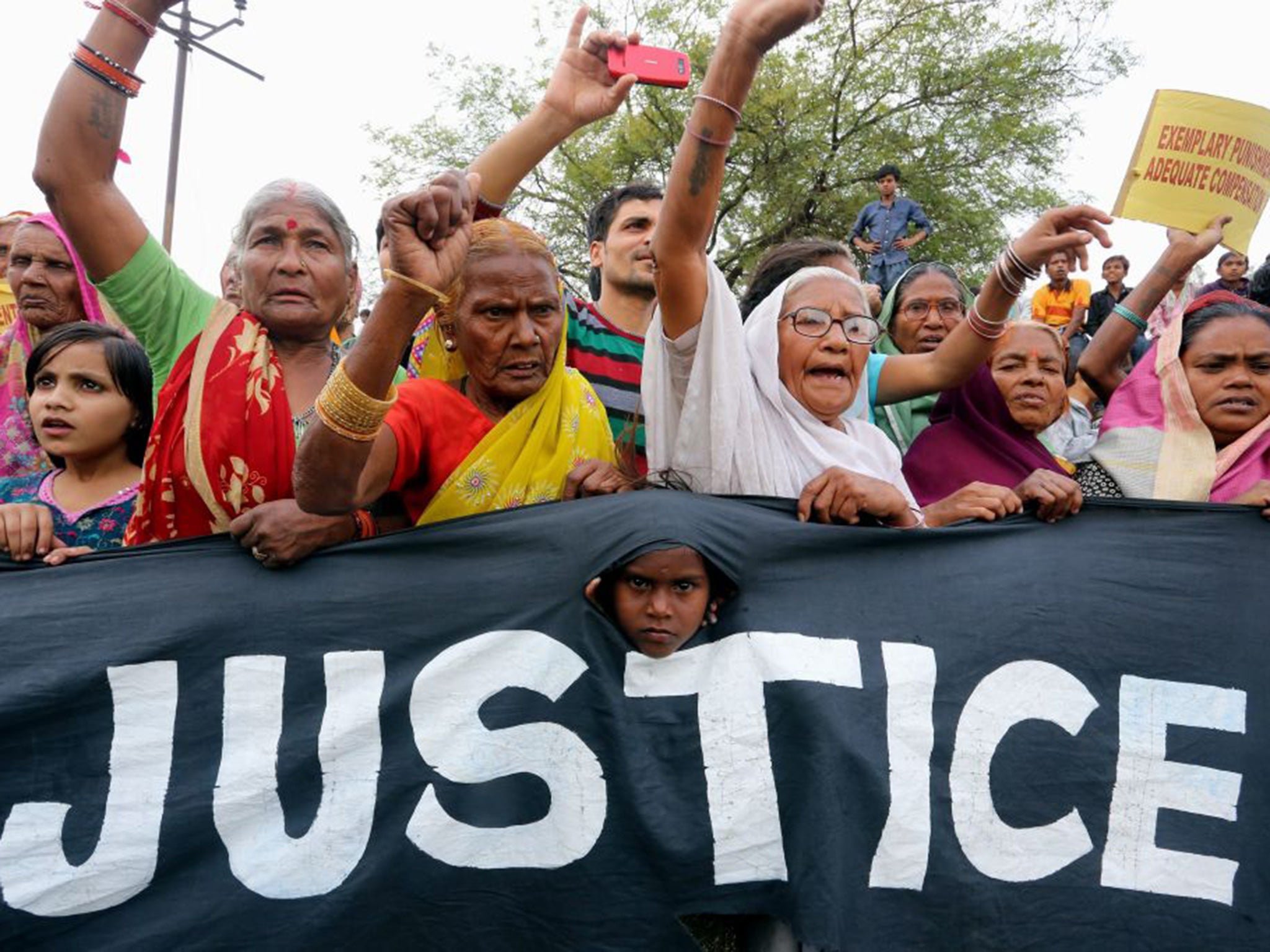 Protesters during a rally on the 29th anniversary of the Union Carbide gas leak