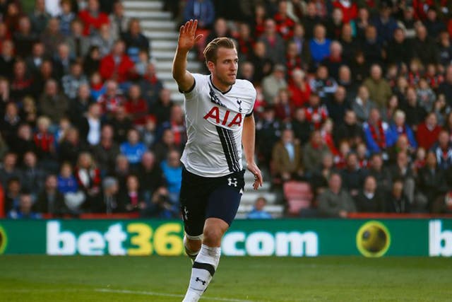 Harry Kane celebrates scoring another goal for Tottenham