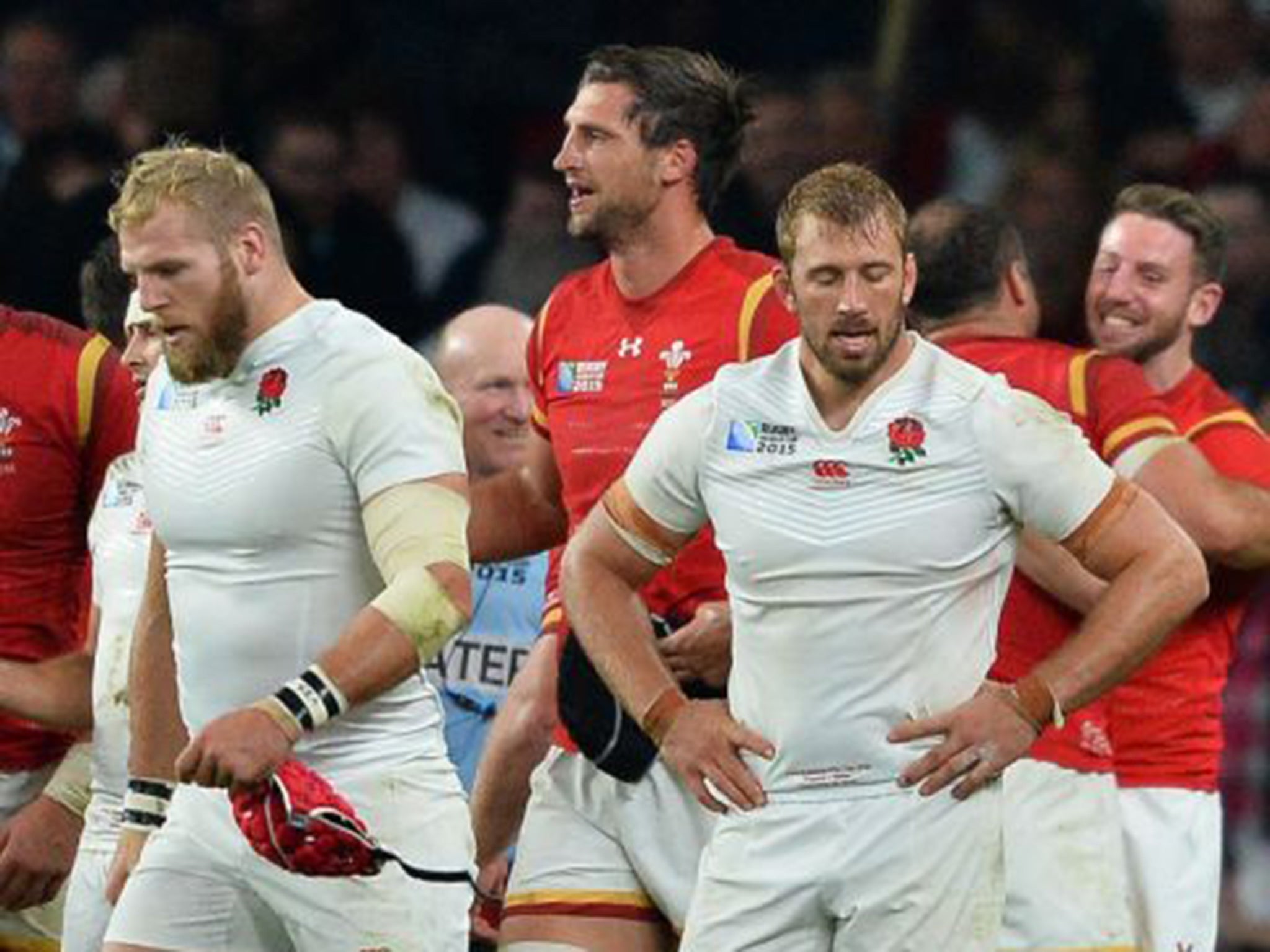 Misery for Chris Robshaw (right) and England at the Rugby World Cup on home soil