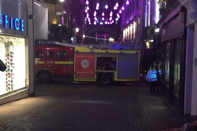 Fire engines remain on the scene