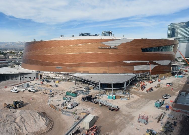 Construction continues on the Las Vegas Arena. The $375m, 20,000-seat sports and entertainment venue is being built by MGM Resorts International and AEG