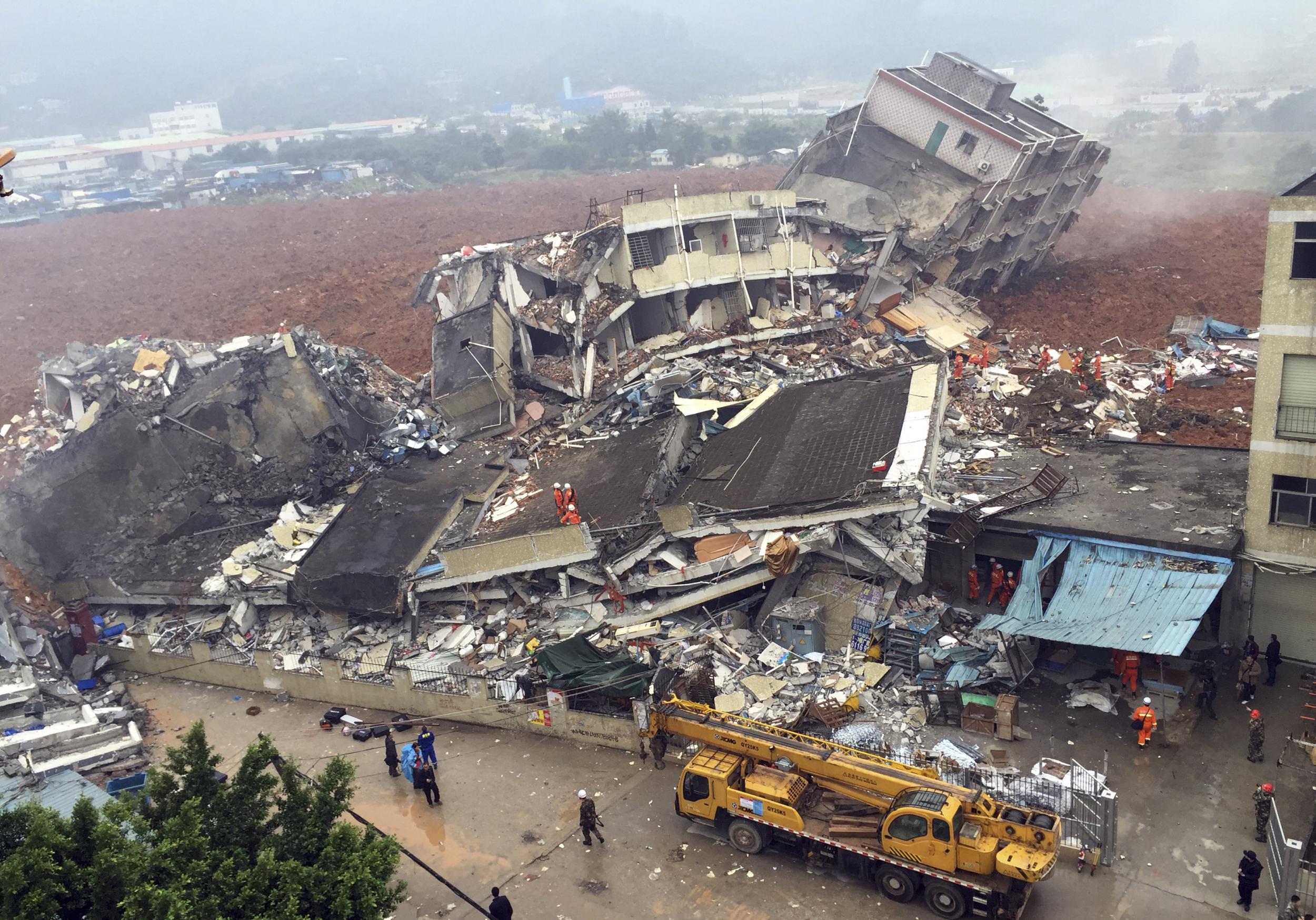 Some 22 buildings collapsed after a landslide in Shenzhen's industrial park on Sunday morning