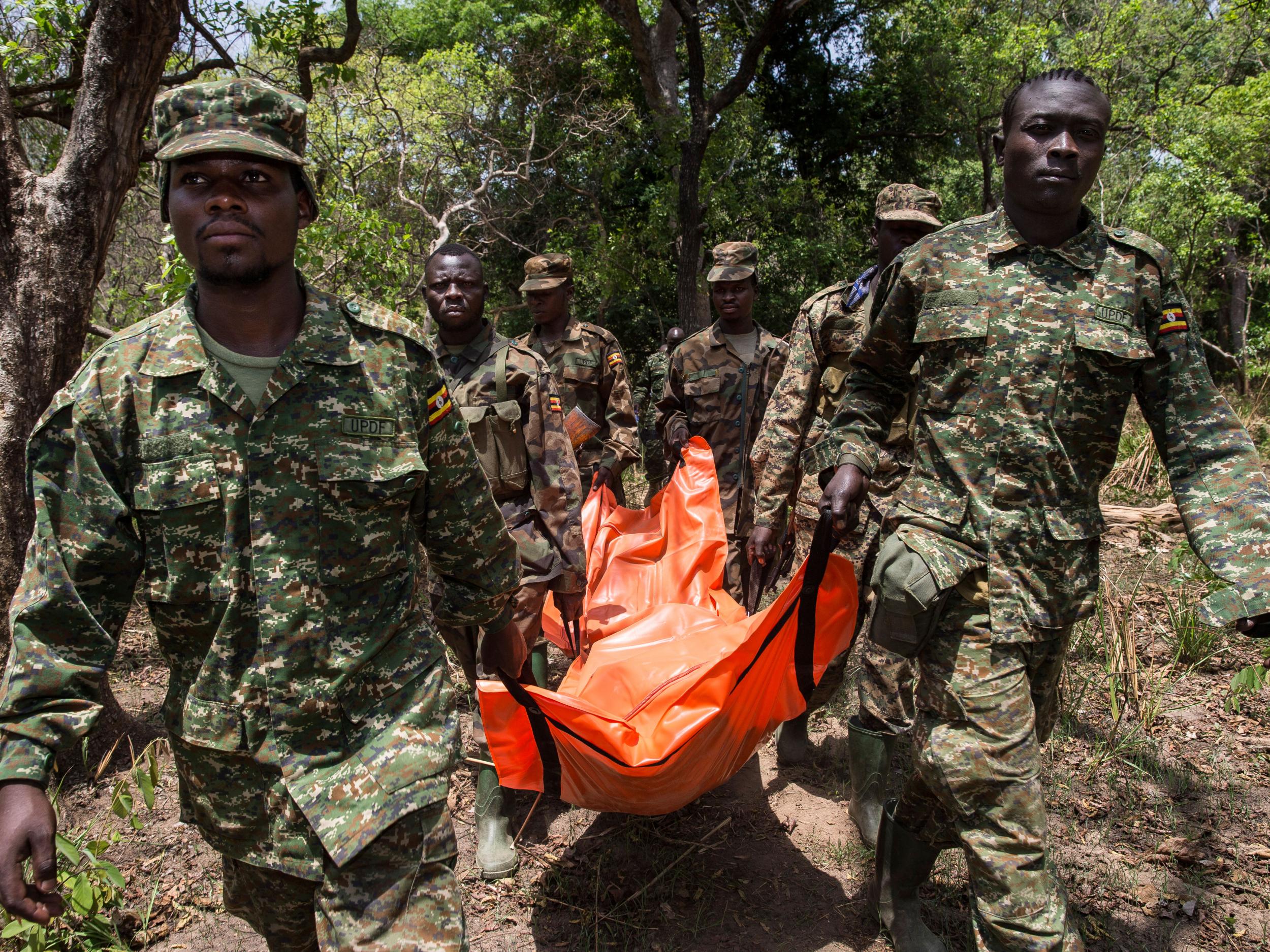 Ugandan troops in Central African Republic exhume the remains of top Lord's Resistance Army commander Okot Odhiambo