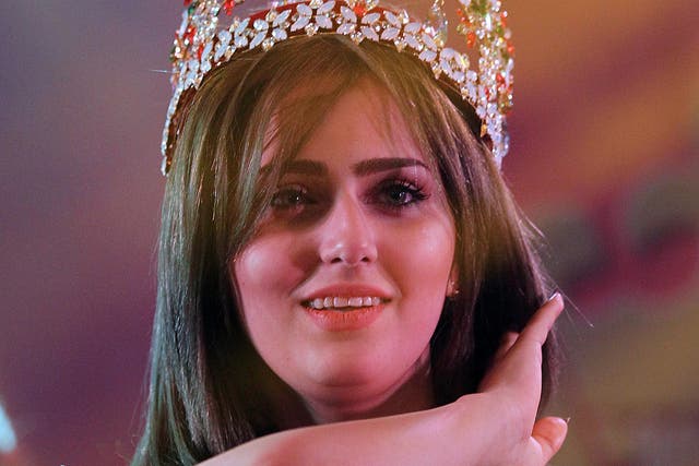 Iraqi Shaymaa Qasim Abdelrahman from Kirkuk poses for a photo after winning the Miss Iraq