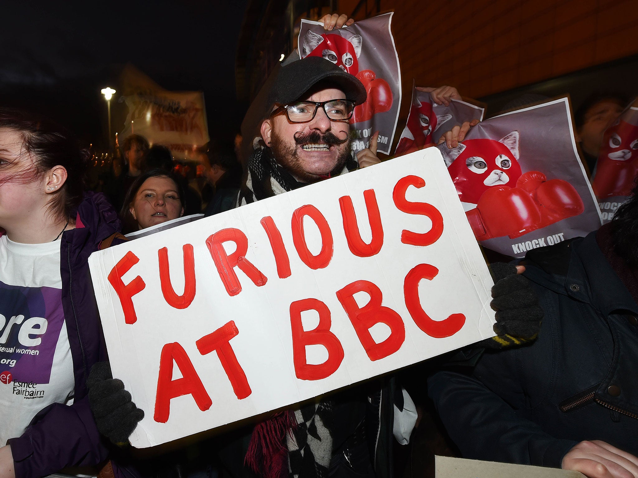LGBT supporters protest in Belfast after Tyson Fury’s inclusion on the list of nominees for the BBC Sports Personality of the Year